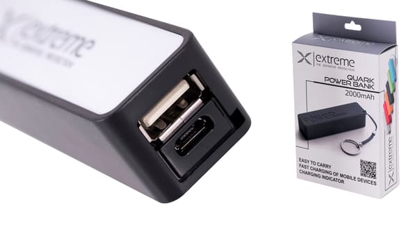 EXTREME POWER BANK QUARK 2000MAH SORT