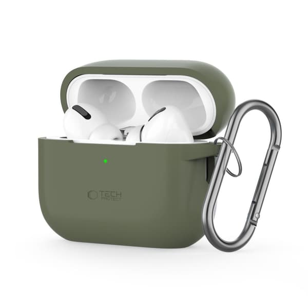 Fodral Tech-Protect Silicone Hook Apple Airpods Pro 1 / 2 Olivgrön