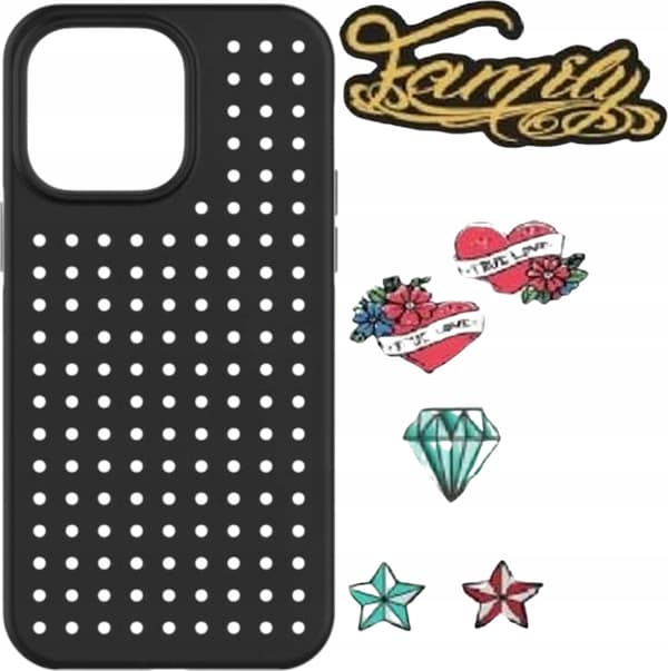 Pinit Dynamic + Tattoo Pin Case Kit iPhone 14 Pro Max 6.7\" musta/musta design 1