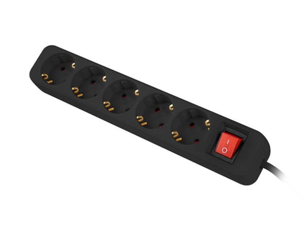 Strømskinne - 5 Schuko-stik Lanberg 1,5 m Sort