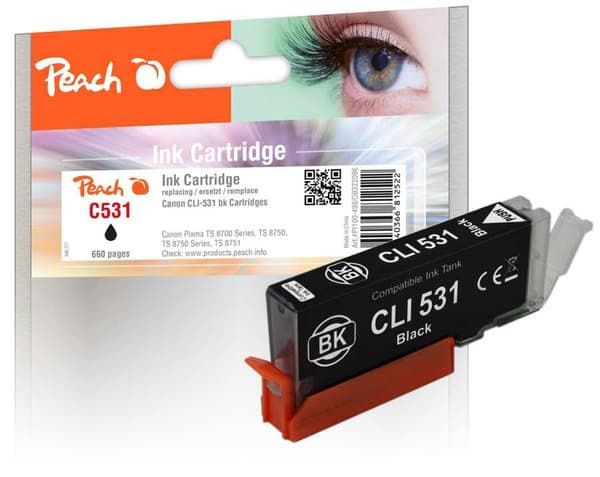 Peach PI100-498 blækpatron 1 stk Kompatibel Standard udbytte Sort