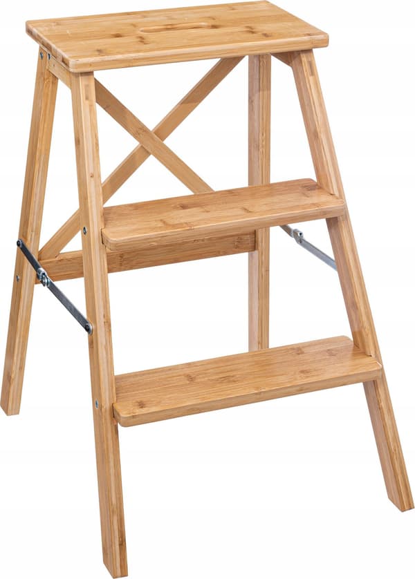 5five Hopfällbar stege, låg, bambu, 3 steg, 63,5 cm