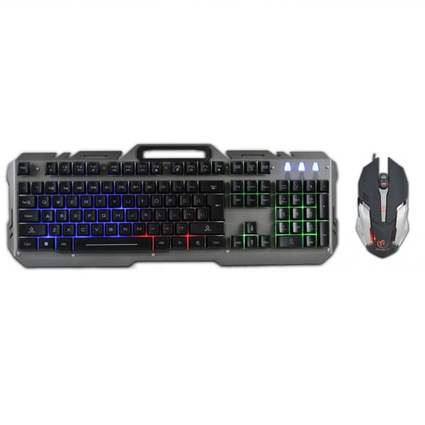 Trådbundet tangentbord+mus-kit Rebeltec INTERCEPTOR 2 Gaming USB grå metall