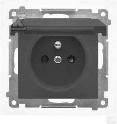 Simon 55 Stikkontakt til IP44 version med pakning (modul), quick release. Dækfarve dæksel Grafit mat TGZ1BCZ.01/116