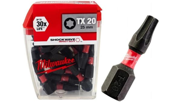 Slagbits til TORX TX20 25mm 1/4 SHOCKWAVE 25 stk. MILWAUKEE