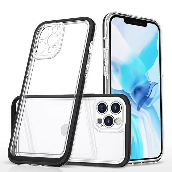 Klare 3i1 etui til iPhone 12 Pro Frame Gel Cover sort