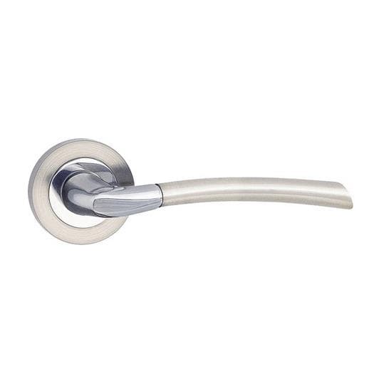 DÖRRHANDTAG ZORBA RUND SKYLT, KROM-SATIN