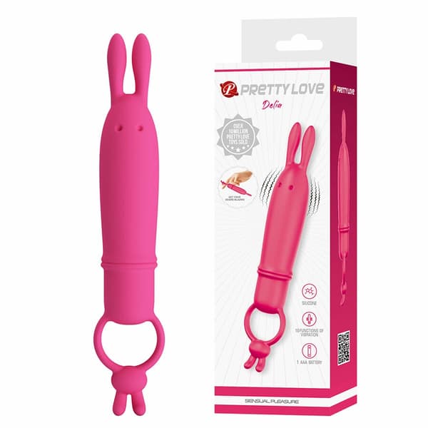 Pretty Love Delia Silikone Kaninvibrator med Ergonomisk Ringgreb