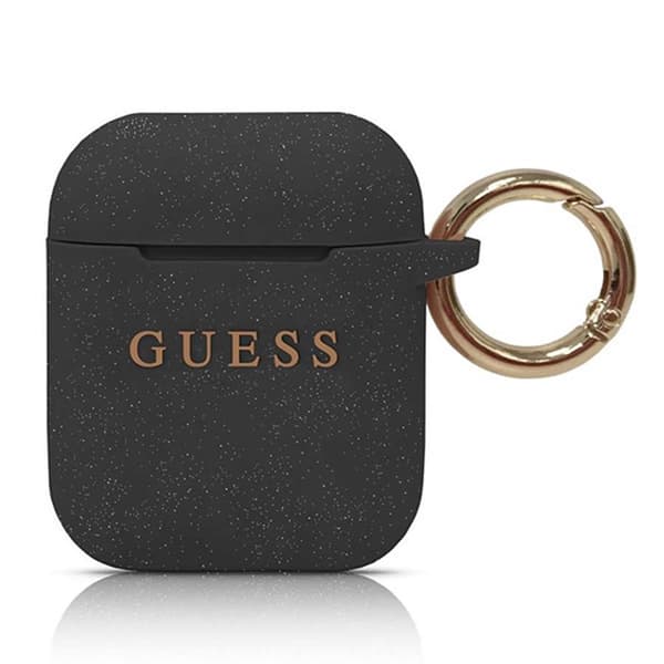 Guess GUACCSILGLBK AirPods Cover sort/sort silikone-glimmer