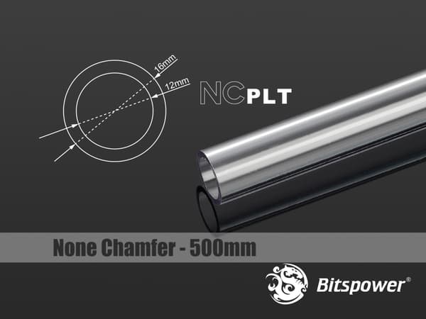 Bitspower PETG-forbindelsesrør uden affasning 16/12 mm, 50 cm - transparent