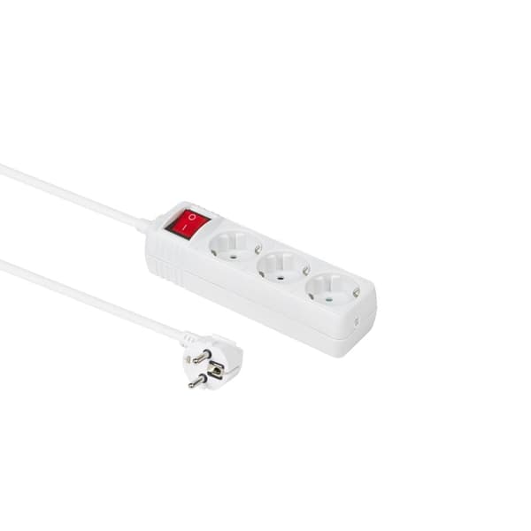 MicroConnect 3-vejs Schuko-stikdåse 5m tænd/sluk-kontakt