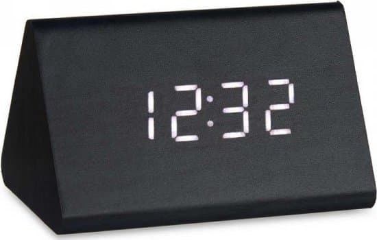 Bordsdigital klocka Svart PVC MDF Trä (11,7 x 7,5 x 8 cm)