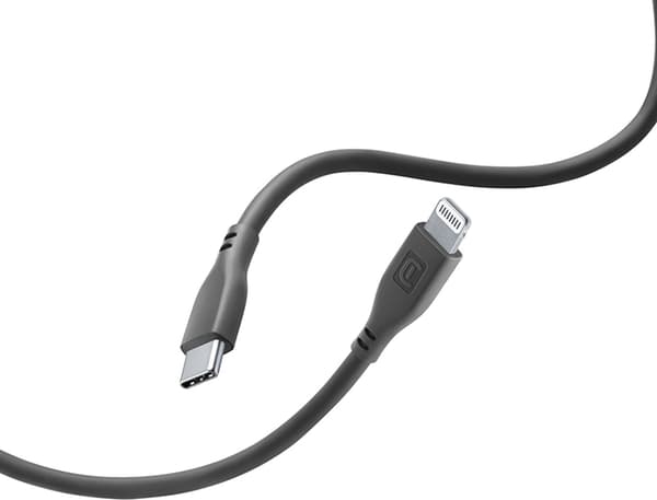 Cellularline Soft Cable - USB-C til Lightning-kabel MFi-certificeret 1,2 m (sort)