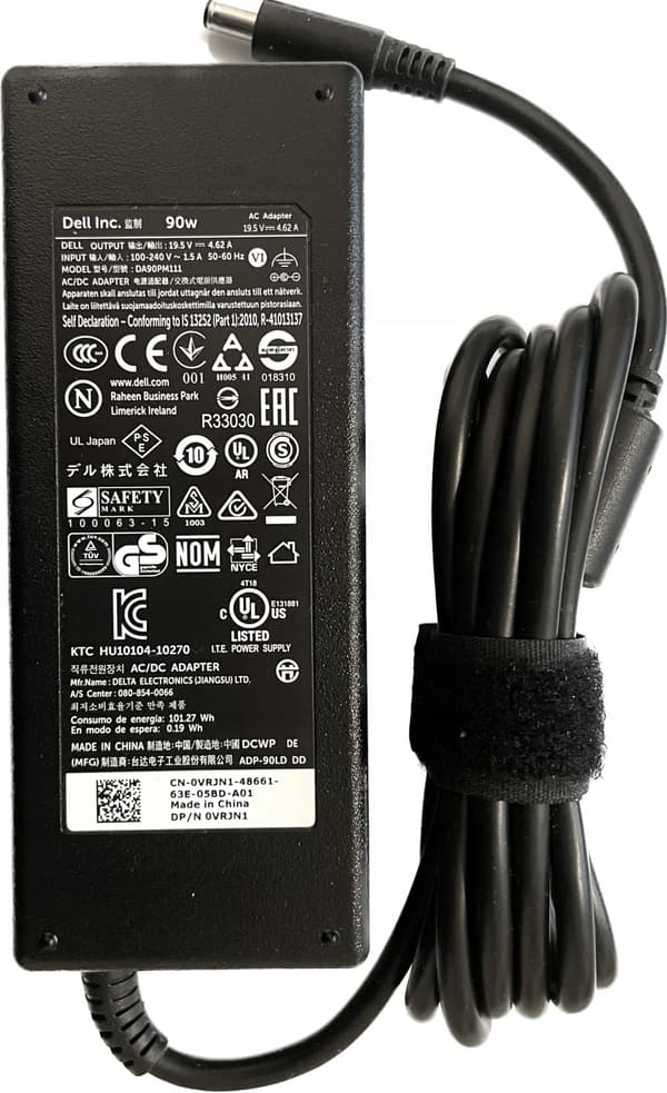 Dell AC-adapter, 90W, 19.5V, 3-benet, 4.5mm, C6 strømkabel