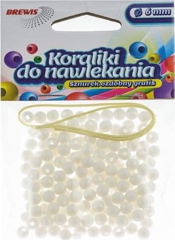 Pärlor för trädning vita + snöre 6mm 16g