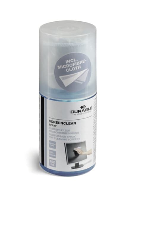 Durable SCREENCLEAN SPRAY 200ml Pump Action Spray + Klud 582300