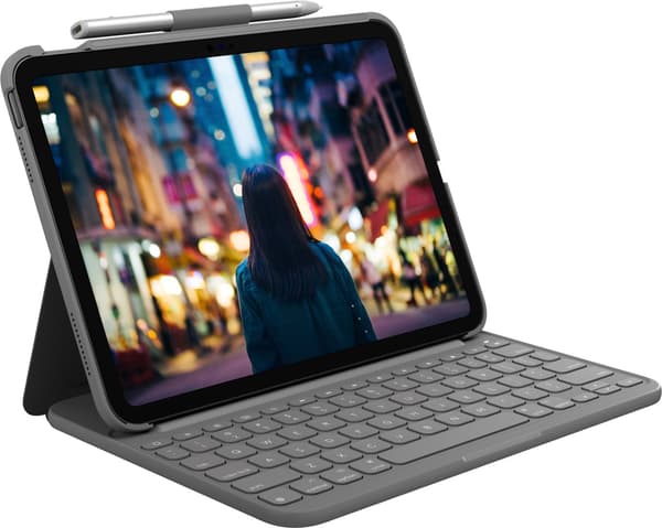Logitech-näppäimistö ja -kansio – QWERTZ – harmaa