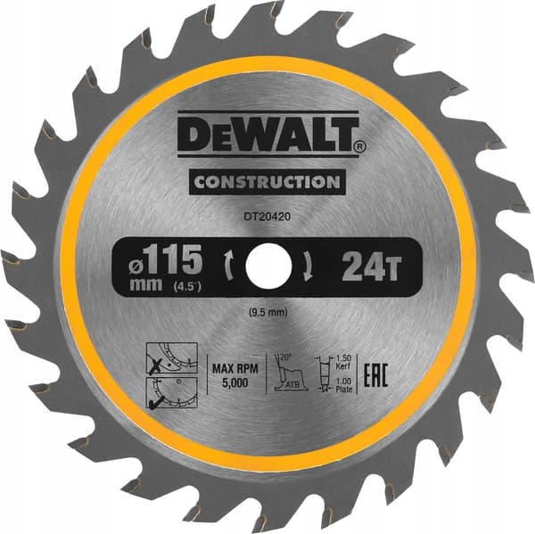 Savklinge 115x9.5x1/1.5mm 25z, ATB 20°, DCS571