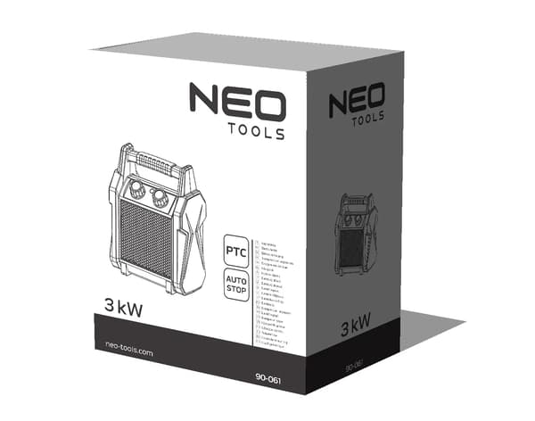 PTC 3kW Keramisk Elvärmare NEO Tools 90-061