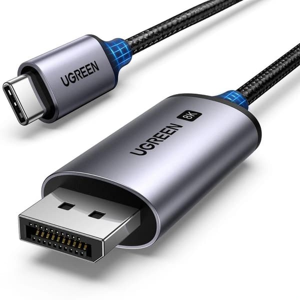 Ugreen CM556-kabel med USB-C- og DisplayPort 8K-stik, 1 m lang – Grå