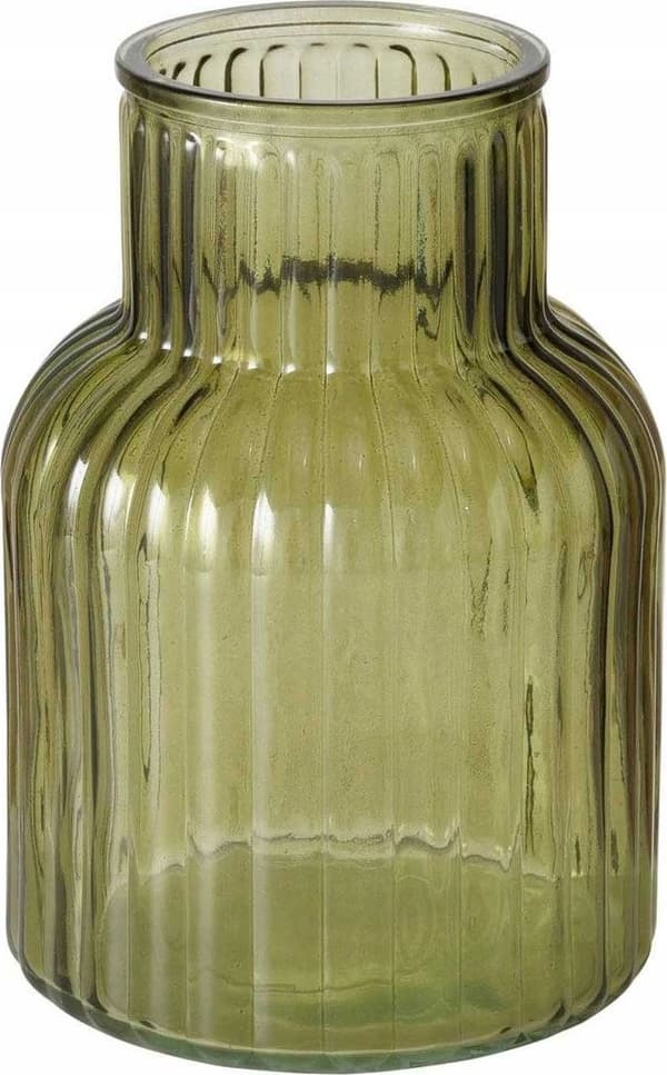 Boltze Glasvas RELEA, grön, räfflat glas, 20 cm
