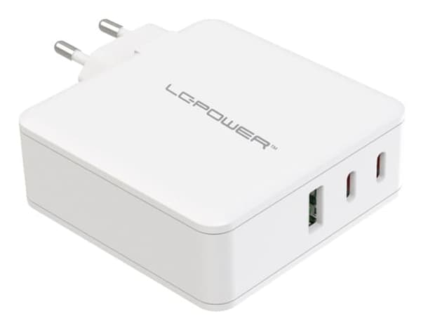 LC Power LC-GAN-100 strømadapter - GaN - USB, 2 x USB-C - 100 Watt