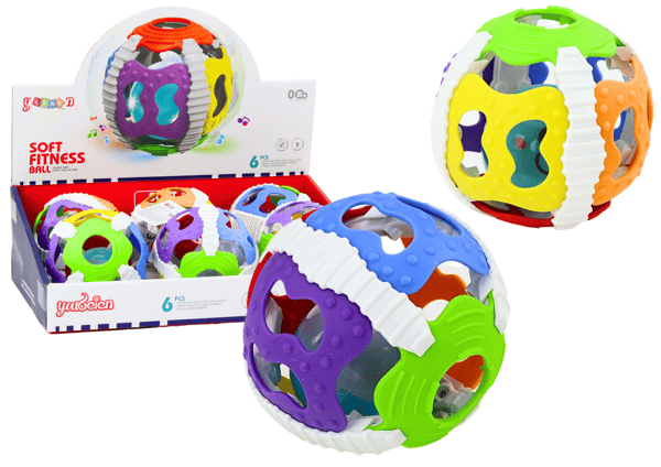Sensorisk boll för bebisar, gummi, ljus, ljud, färgglad
