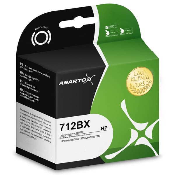 Asarto blækpatron til HP 712BX | 3ED71A | 80 ml | sort