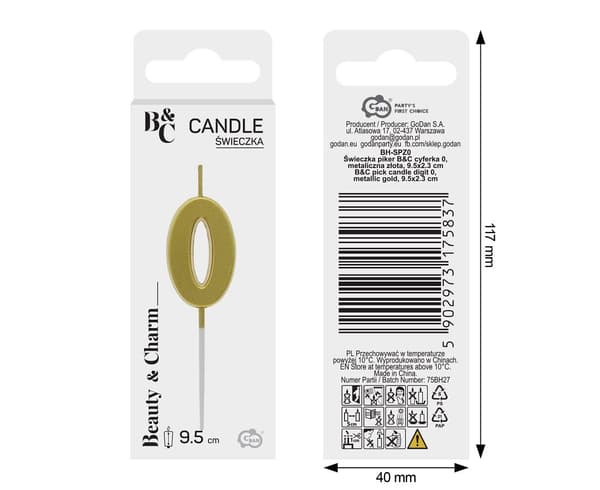 Pikerlock B&C nummer 0 metallicguld 9,5x2,3 cm BH-SPZ0