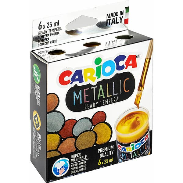 Metalliske temperafarver 6 farver CARIOCA