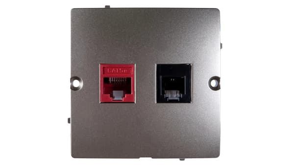 Simon Basic ICT-pistorasia RJ45 cat.5e + RJ11 satiini BMF5T.02/29