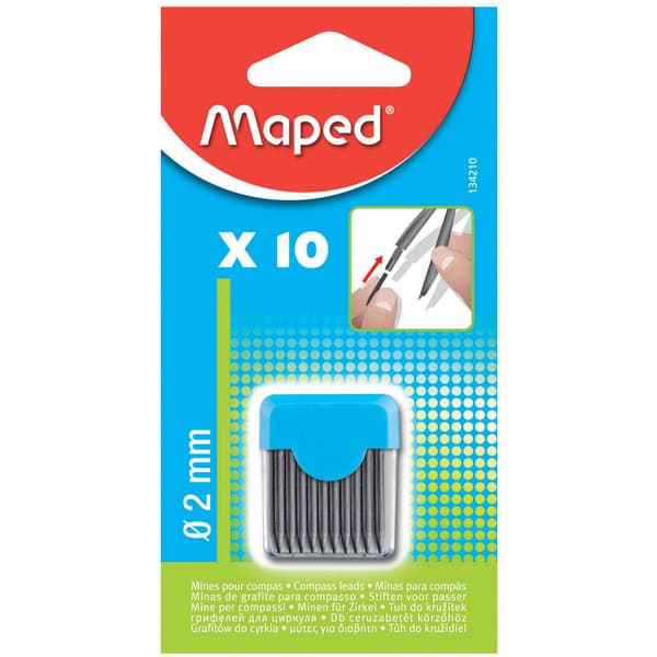 Stifter til cirkler - grafit 2 mm 10 stk. MAPED