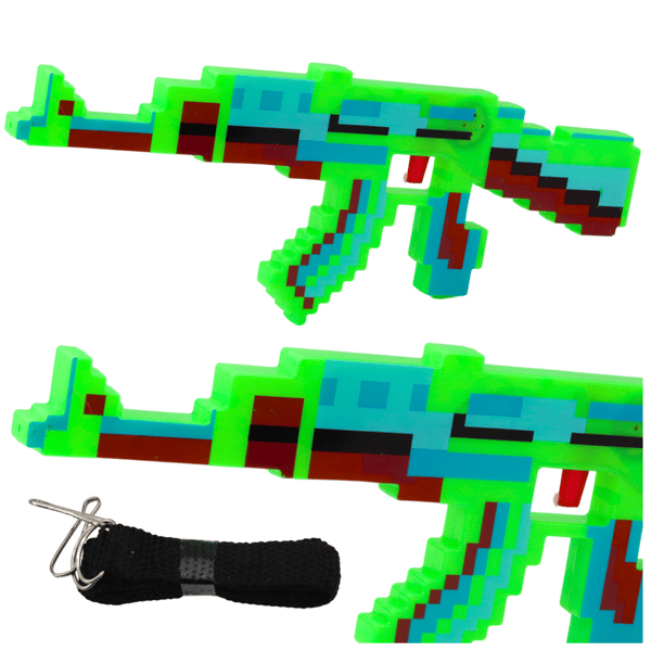 Pixel Riffel Våben Lys Lyde Blå 39cm