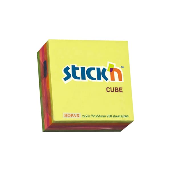 Notesblok terning mix 5 farver Neon