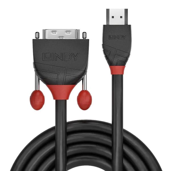 Lindy 2M HDMI til DVI-kabel, sort linje