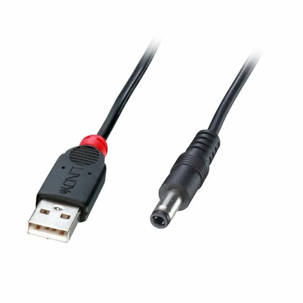 Lindy USB-A USB-kabel - DC 5,5 mm 1,5 m sort (70268)