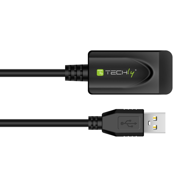 TECHLY Aktiv Backloader Kabel USB 2.0 A-A M/F 5m Sort