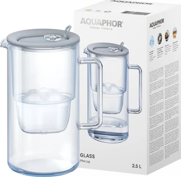 GLASKANDE 2,5L AQUAPHOR GRÅ + PATRON MAXFOR +MG