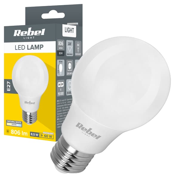 LED-lampe Rebel A60 8.5W 4000K, 230V