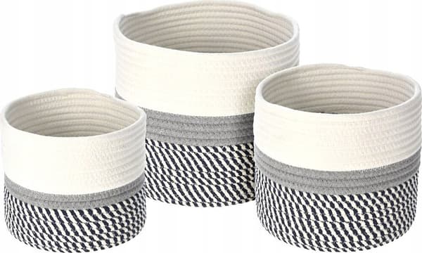 Home Styling Collection Förvaringskorg i bomull, 3 delar