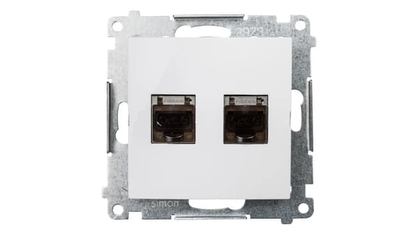 Kontakt-Simon Computerstik dobbelt SIMON54 2xRJ45 kat.6 skærmet hvid - D62E.01/11