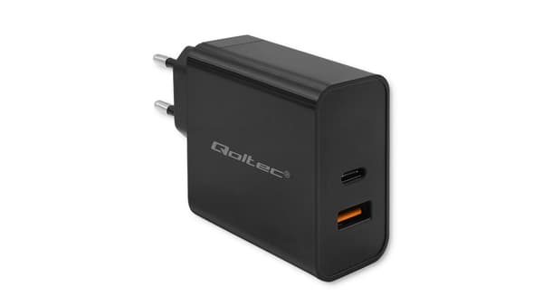 Qoltec Super Quick PD Batterioplader | 1xUSB-C | 1xUSB | 90W | 5-20V | 2.4-4.35A | Sort