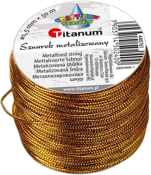 Metalliserad snodd med kärna 1,5mmx30m guld