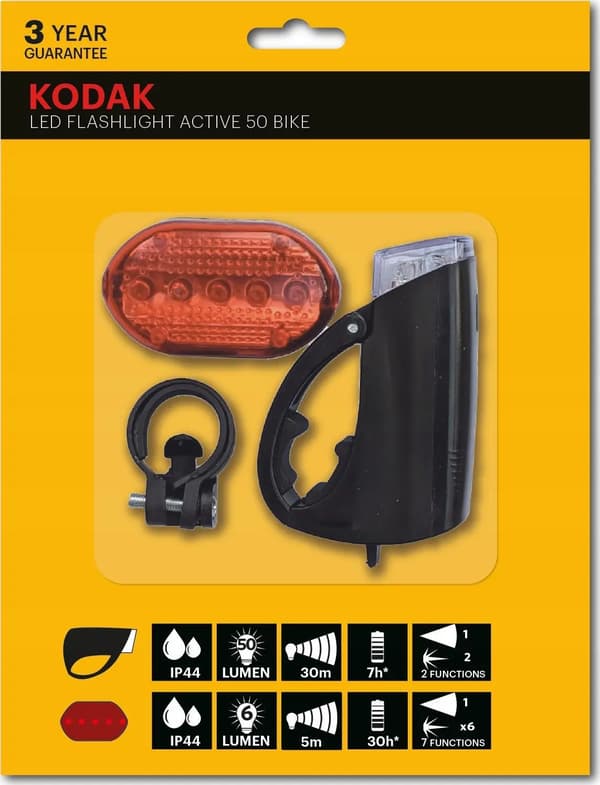 Kodak-pyöränvalot LED Active 50 2 kpl etu + taka IP44