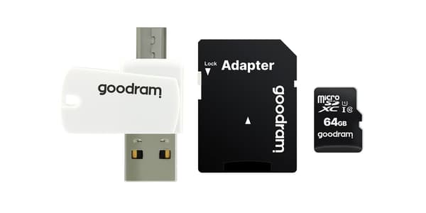 GOODRAM ALL IN ONE M1A4 - kortlæser med USB/micro USB-stik + 64GB micro SD-kort