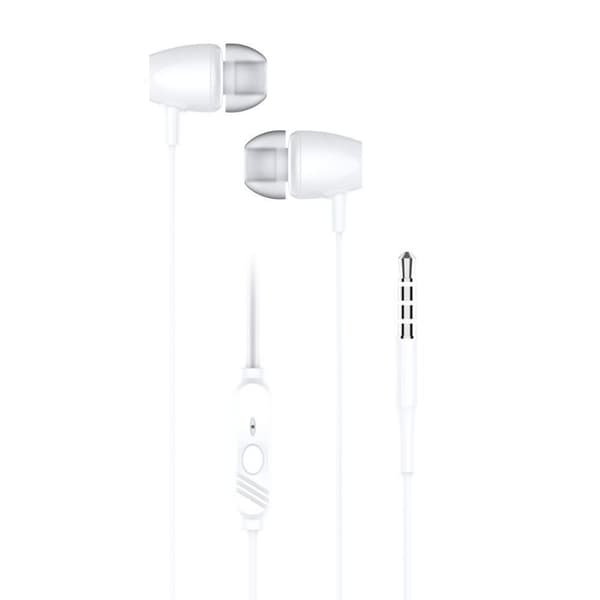 BLUE STAR trådbundna hörlurar Jack 3.5 mm med mikrofon PA-E67 1.2 m vit
