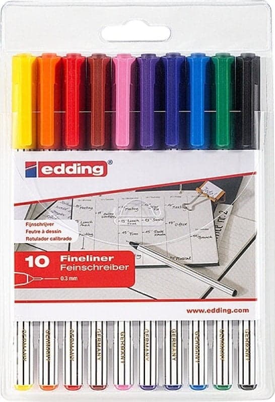 Edding Fineliner e-89 EF EDDING, 0,3 mm, 10 stk., farvemix