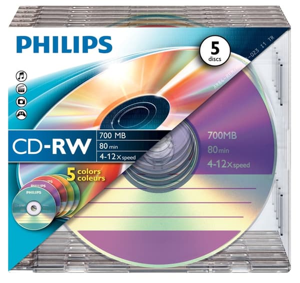 Philips - CD-RW x 5 - 700 MB - lagring
