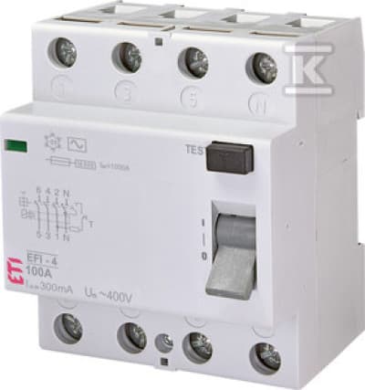 Jordfelsbrytare 4P 100A 0,3A typ AC EFI-4 002062155
