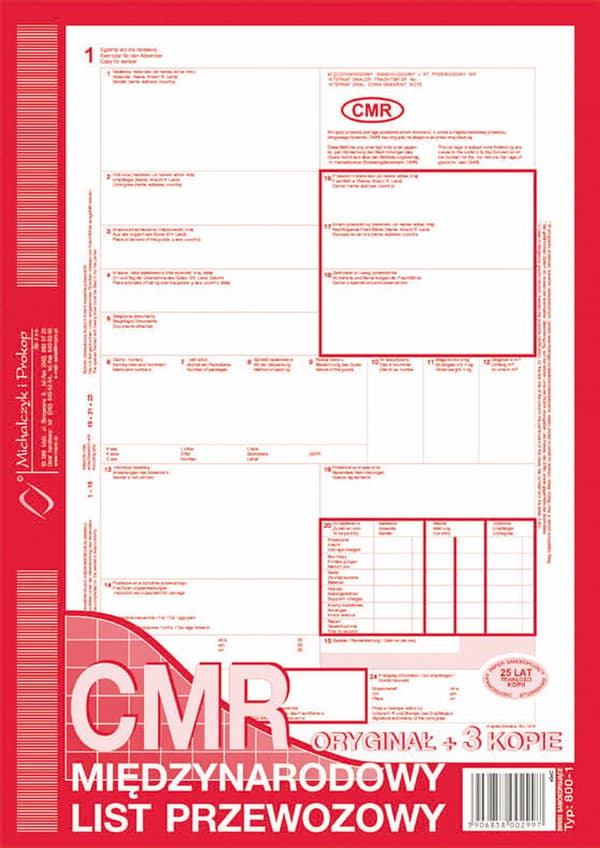 CMR kansainvälinen rahtikirja 800-1
